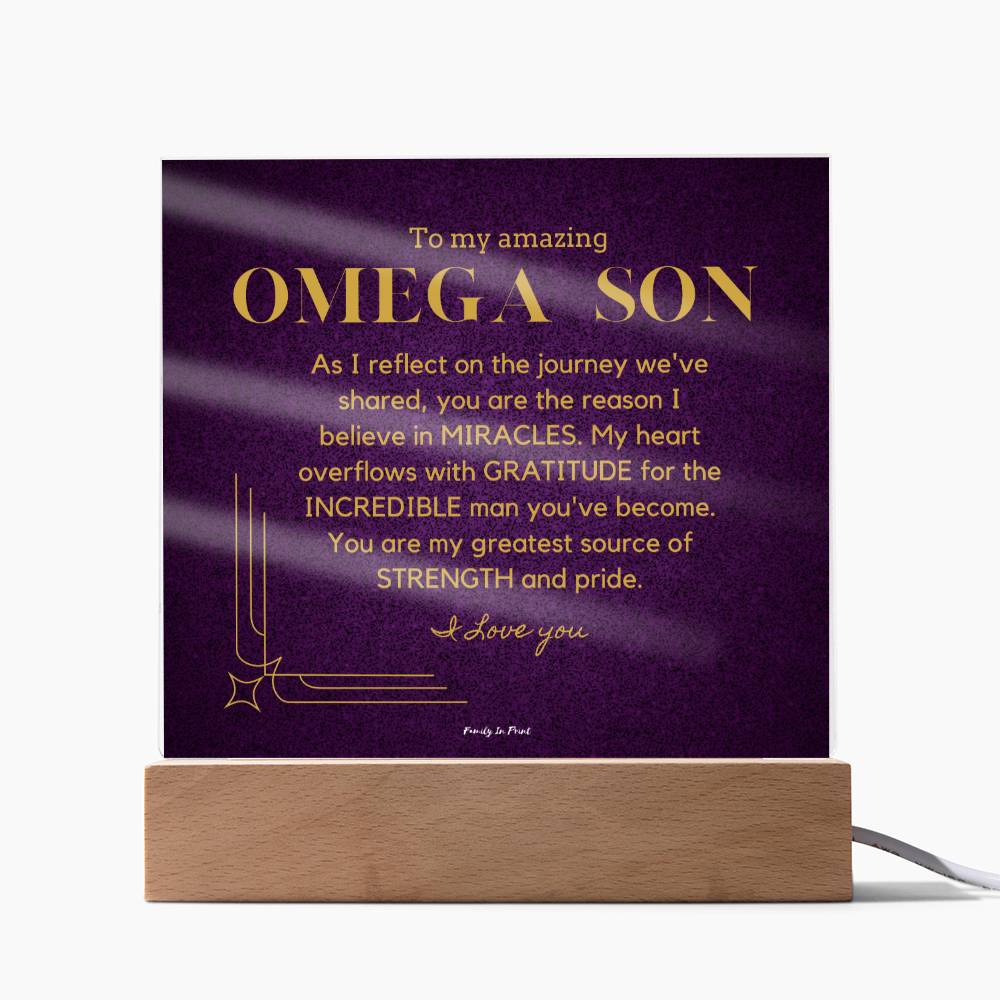 Gift for Omega Son, To My Son, Birthday Gift for Son, Gift from Mom to Son, Acrylic Plaque - 485d