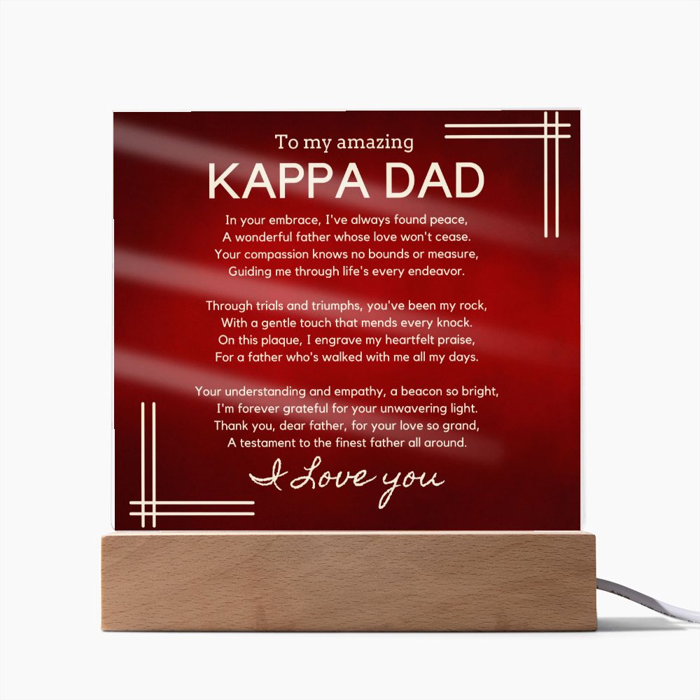 Gift for Kappa Dad, Birthday Gift for Dad, Gift for Kappa Dad, Father's Day Gift for Kappa Dad, Acrylic Plaque - 447d