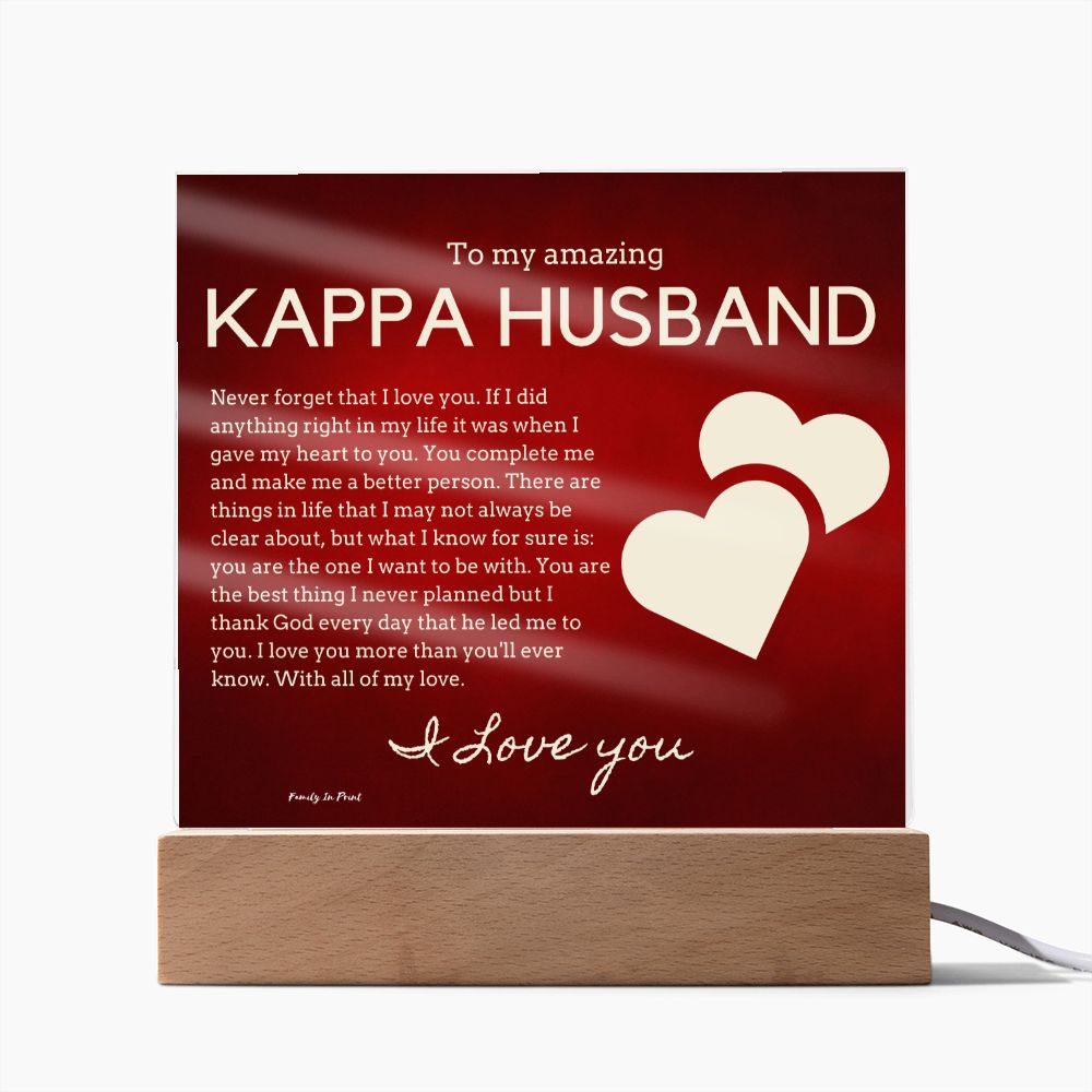 Gift for Kappa Husband, Birthday Gift for Husband, Anniversary Gift for Kappa, Father's Day Gift for Kappa Husband, Acrylic Plaque  - 436b