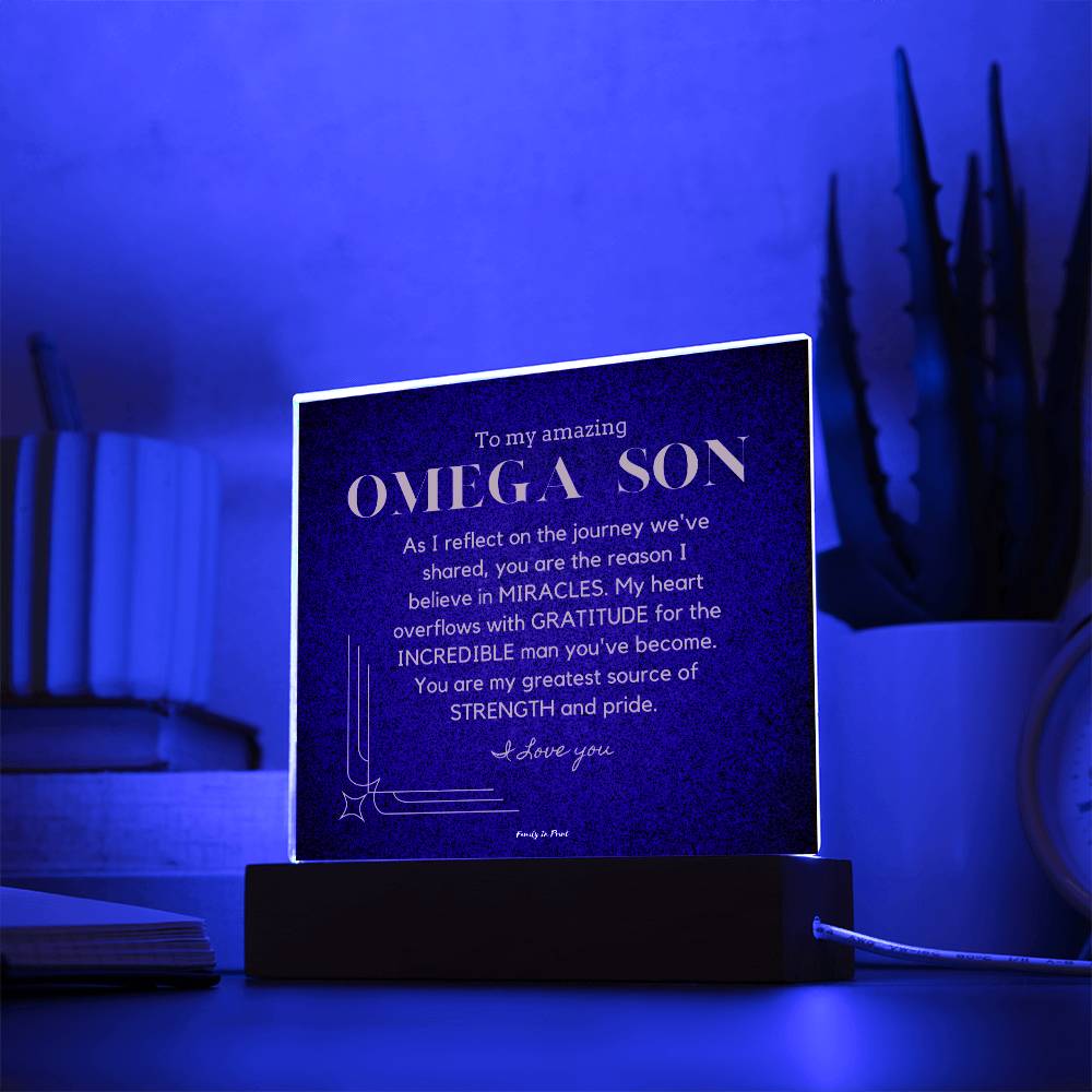 Gift for Omega Son, To My Son, Birthday Gift for Son, Gift from Mom to Son, Acrylic Plaque - 485d