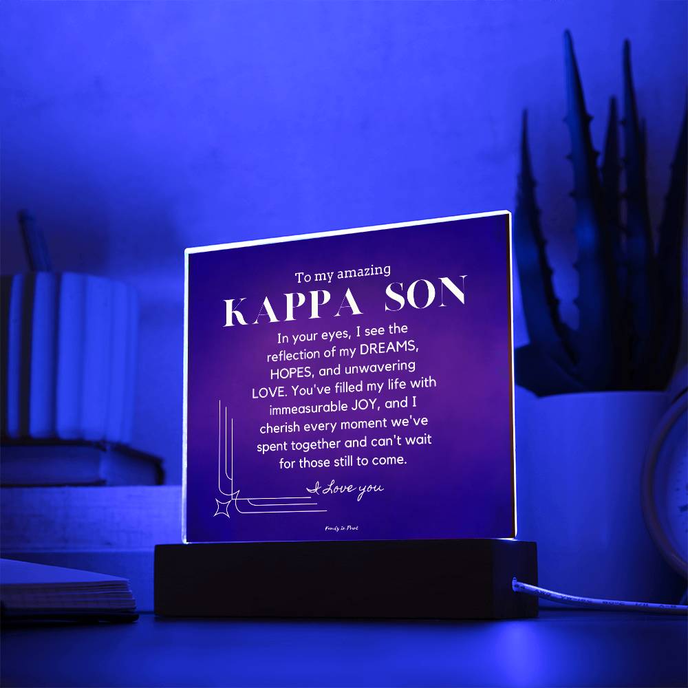 Gift for Kappa Son, To My Son, Birthday Gift for Son, Gift from Mom to Son, Acrylic Plaque - 483e