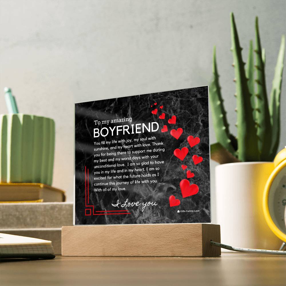To My Boyfriend Acrylic Keepsake, Romantic Gift for Boyfriend, Sentimental Anniversary Gift for Boyfriend, Boyfriend Birthday, Gift for Him - 491a