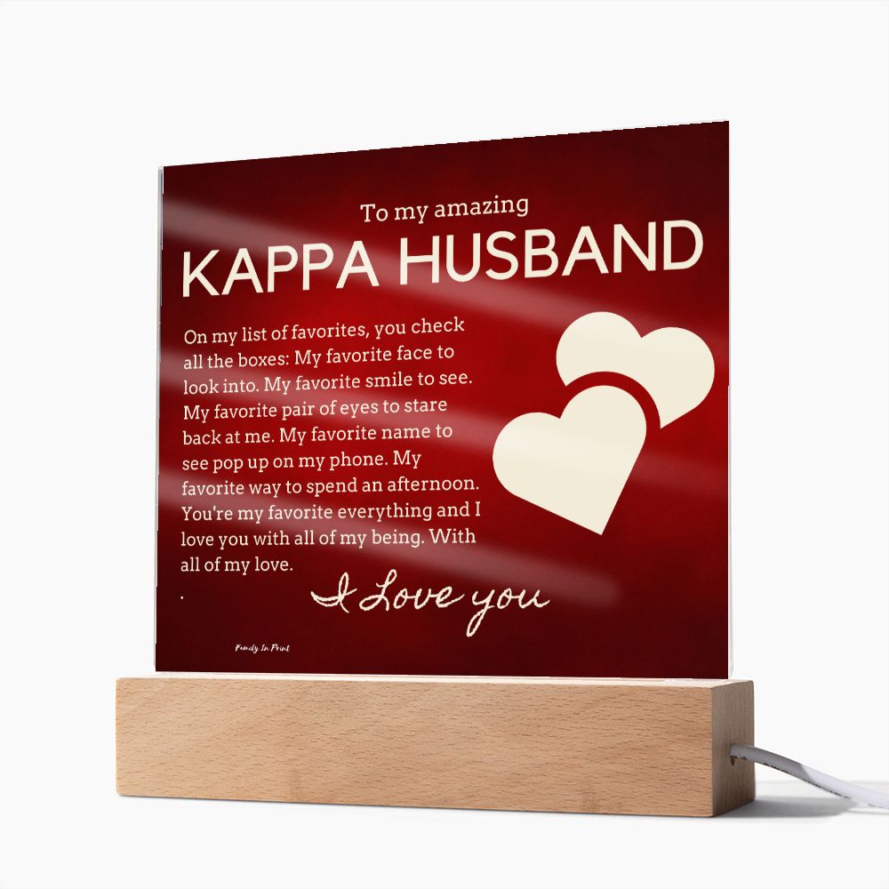 Gift for Kappa Husband, Birthday Gift for Husband, Anniversary Gift for Kappa, Father's Day Gift for Kappa Husband, Acrylic Plaque - 436d