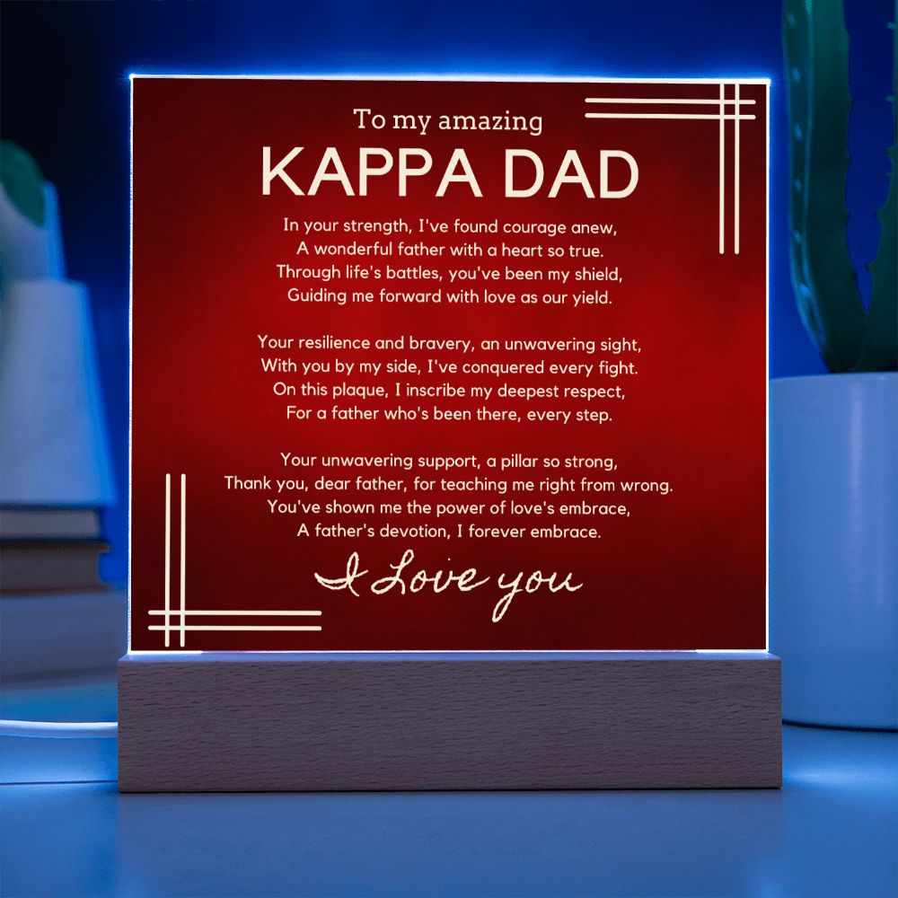 Gift for Kappa Dad, Birthday Gift for Dad, Gift for Kappa Dad, Father's Day Gift for Kappa Dad, Acrylic Plaque - 447e