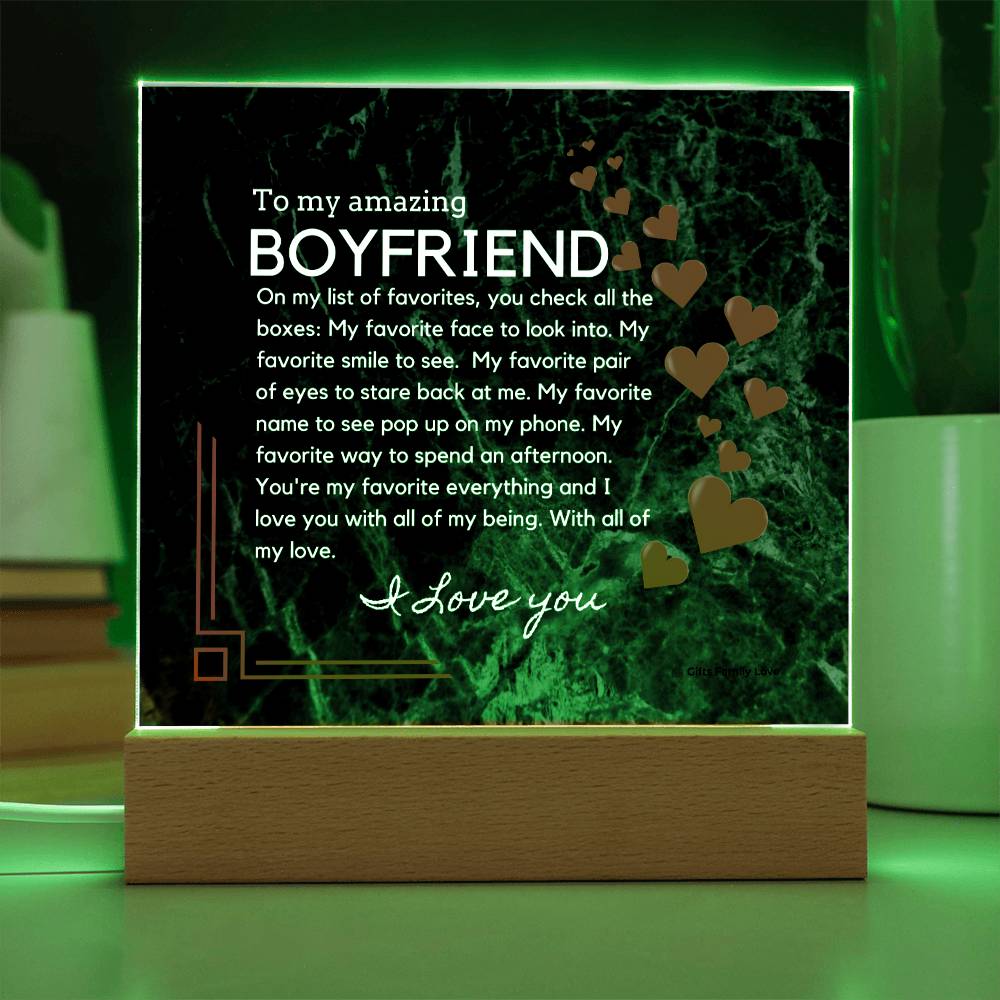 To My Boyfriend Acrylic Keepsake, Romantic Gift for Boyfriend, Sentimental Anniversary Gift for Boyfriend, Boyfriend Birthday, Gift for Him - 491d