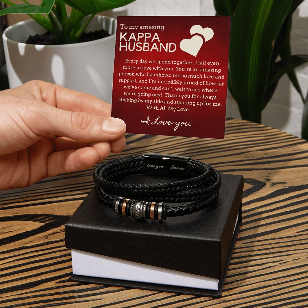 Gift for Kappa Husband, Birthday Gift for Husband, Anniversary Gift for Kappa, Father's Day Gift for Kappa Husband Leather Bracelet - 442g
