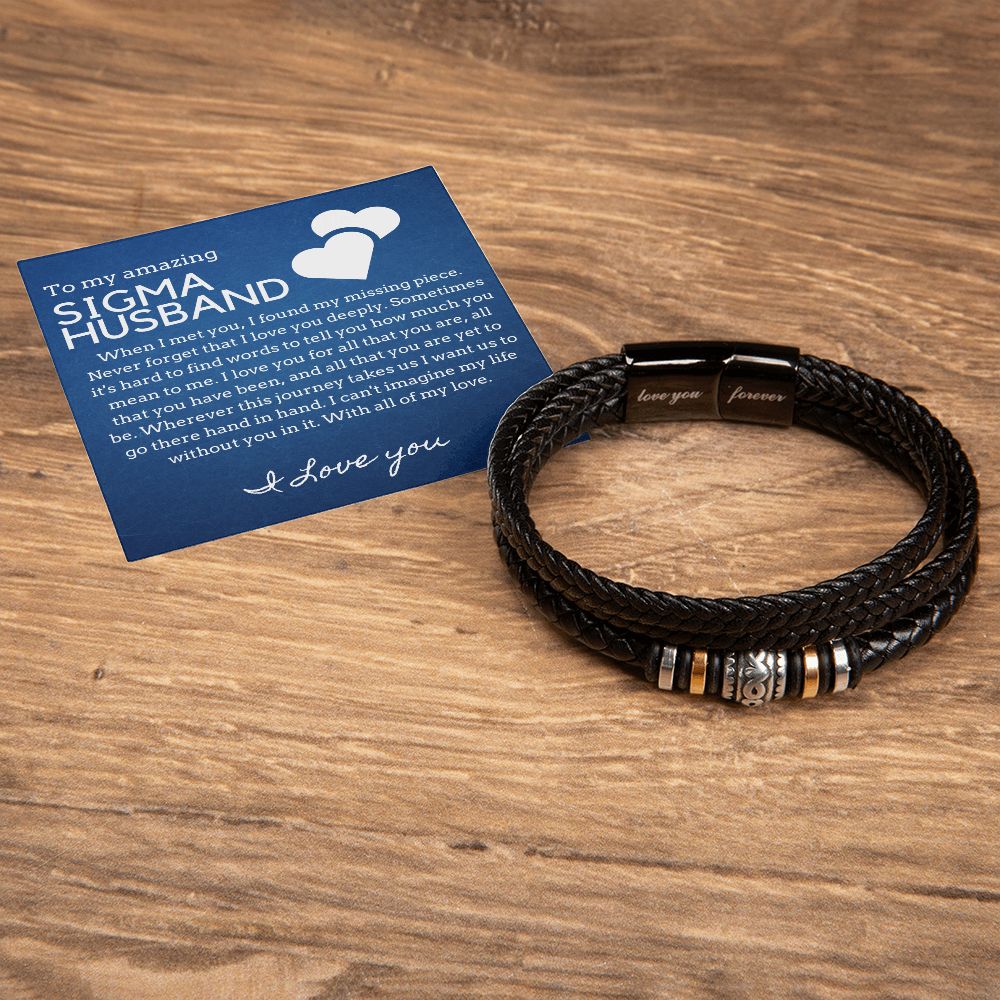 Gift for Sigma Husband, Birthday Gift for Husband, Anniversary Gift for Sigma Father's Day Gift for Sigma Husband Leather Bracelet - 443f