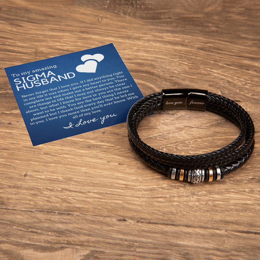 Gift for Sigma Husband, Birthday Gift for Husband, Anniversary Gift for Sigma Father's Day Gift for Sigma Husband Leather Bracelet - 443b