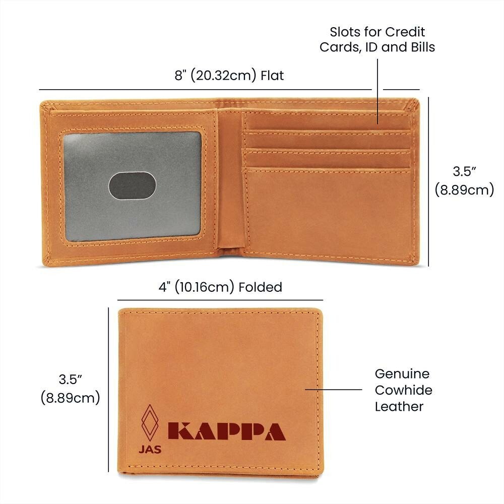 Gift for Kappa Husband, Gift for Kappa Son, Birthday Gift for Boyfriend, Anniversary Gift for Him, Leather Wallet for Kappa Man - 475b