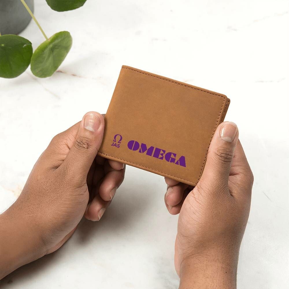 Gift for Omega Husband, Birthday Gift for Boyfriend, Gift for Omega Son, Anniversary Gift for Him, Leather Wallet for Omega Man - 477b