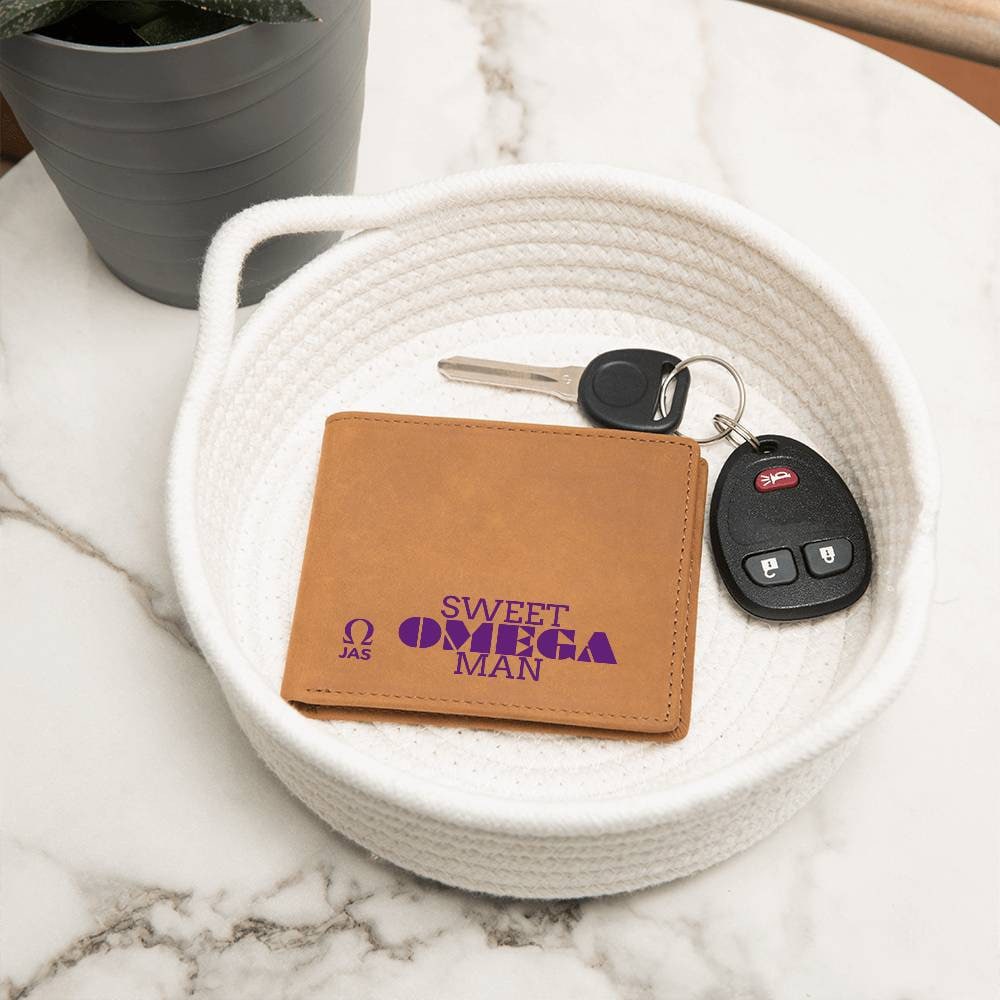 Gift for Omega Husband, Birthday Gift for Boyfriend, Anniversary Gift for Him, Leather Wallet for Omega Man - 477a